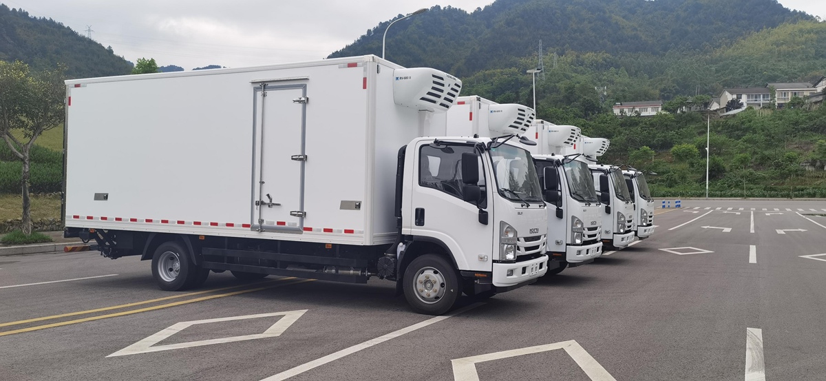 Kazakhstan users ordered 4 ISUZU refrigerated transport trucks